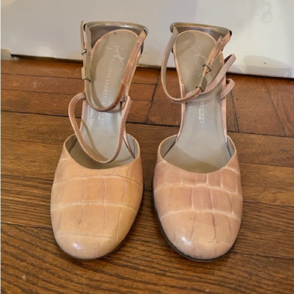 RARE Giuseppe Zanotti Pink Croc Embossed Pumps with Silver Plate